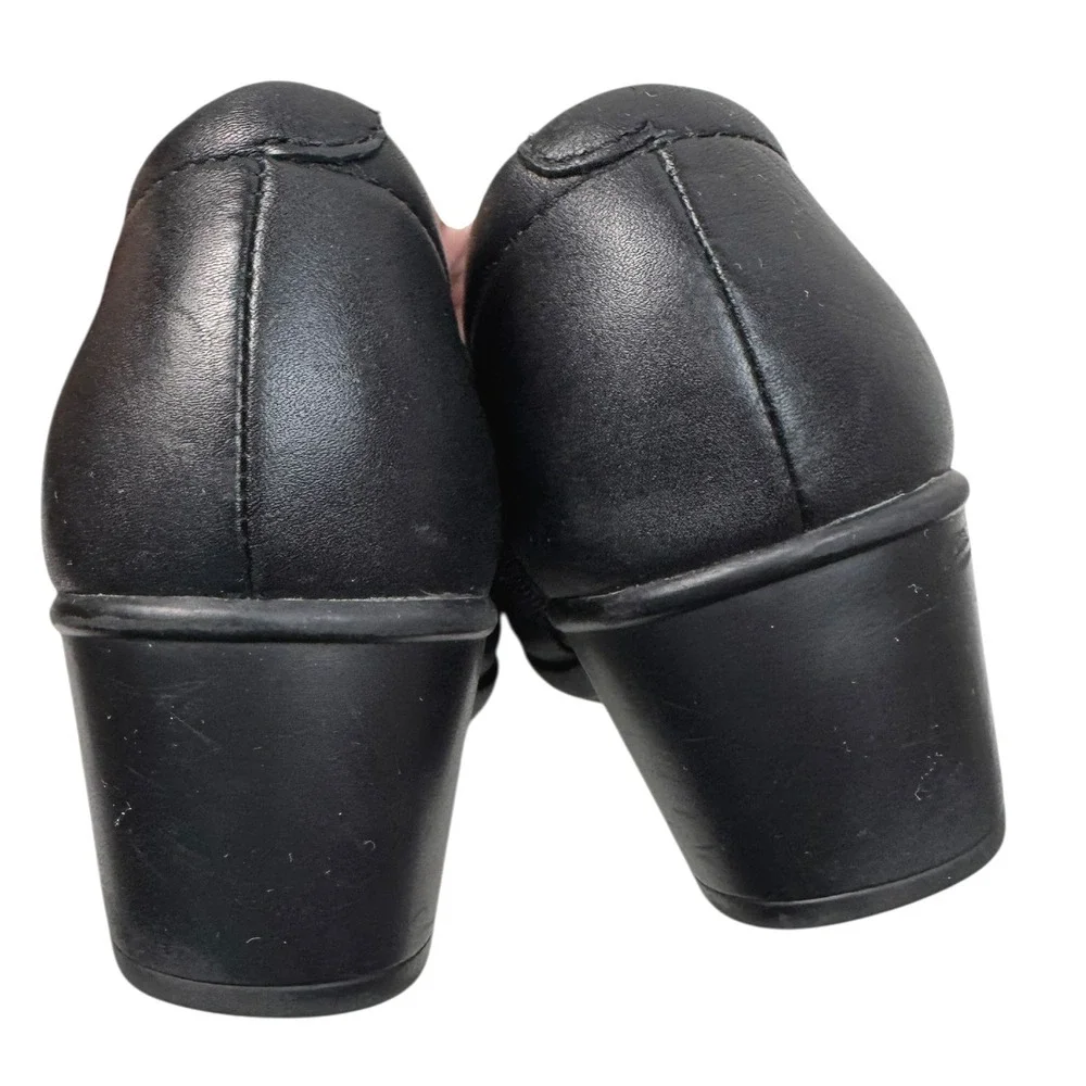 Clarks Loafers Genette Arc Black Leather Women‎ Size 8M Wedge Heel Comfort Shoes